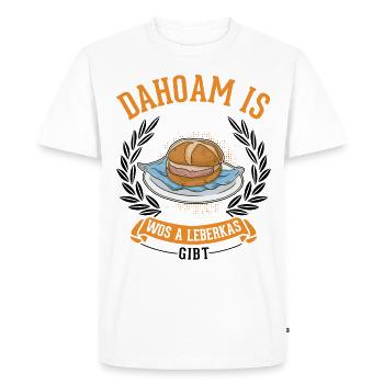 Dahoam is wos a Leberkas gibt Leberkäse - Men's Premium Organic T-Shirt - white - Front - Nico (187cm)