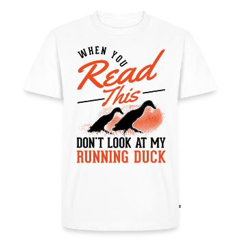 Indian Runner canard cadeau bouteille canard - T-shirt Premium bio Homme - blanc - Devant - Nico (187cm)