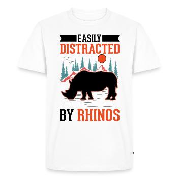 Easily distracted by Rhinos Nashorn - Men's Premium Organic T-Shirt - white - Front - Nico (187cm)