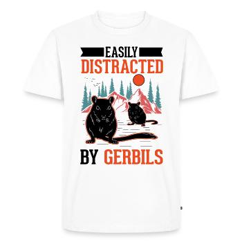 Facilement distrait par la gerbille de la Gerbille Rennratte - T-shirt Premium bio Homme - blanc - Devant - Nico (187cm)