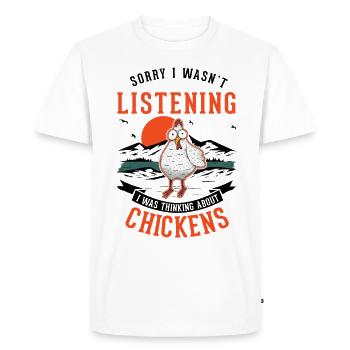 Chickens, Farmer, Chicken, Farmer, Chicken - Men's Premium Organic T-Shirt - white - Front - Nico (187cm)