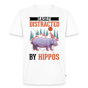 Facilement distrait par les hippopotames Hippopotame Hippopotame - T-shirt Premium bio Homme - blanc - Devant - Nico (187cm)