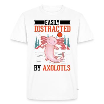 Facilement distrait par les axolotls Amphibien à queue - T-shirt Premium bio Homme - blanc - Devant - Nico (187cm)