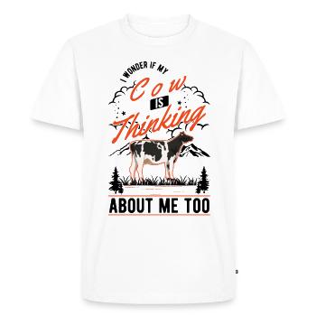 Vache Éleveur de bovins Agriculteur de vaches - T-shirt Premium bio Homme - blanc - Devant - Nico (187cm)