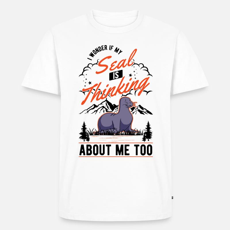 Robbe Geschenk Seehund Seelöwe - Männer Premium Bio T-Shirt - Weiß