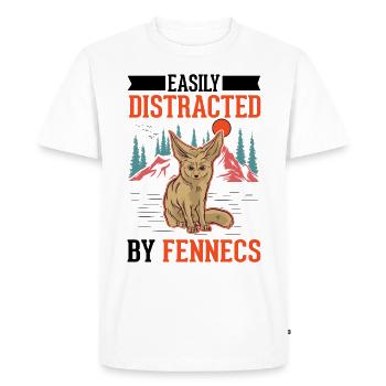 Facilement distrait par Fennecs Fennek Renard du désert - T-shirt Premium bio Homme - blanc - Devant - Nico (187cm)