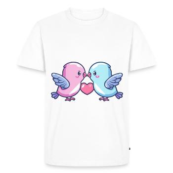 Colombe Couple Amour Couple Dans L’amour Paix - T-shirt Premium bio Homme - blanc - Devant - Nico (187cm)