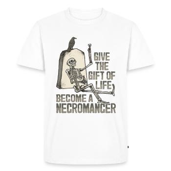 Undead Necromancer Skeleton Satanist Goth - Men's Premium Organic T-Shirt - white - Front - Nico (187cm)