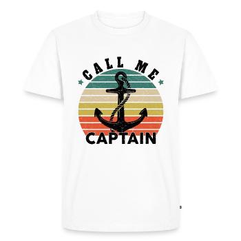 Appelez-moi Capitaine Bateau Voilier Mer Cadeau - T-shirt Premium bio Homme - blanc - Devant - Nico (187cm)