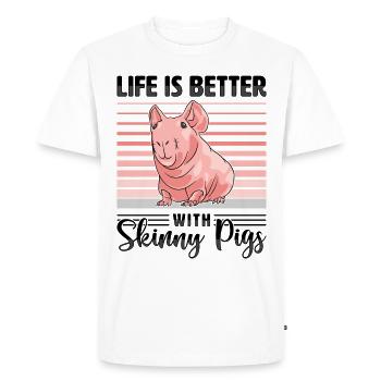 Hairless guinea pig Skinny piggy - Men's Premium Organic T-Shirt - white - Front - Nico (187cm)