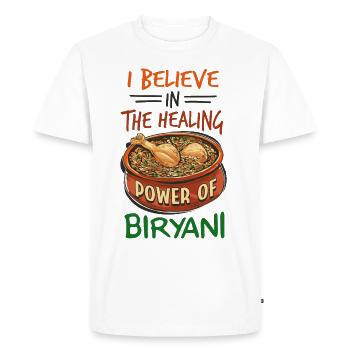 Indian Food Foodies, Biryani, Lovers, - Men's Premium Organic T-Shirt - white - Front - Nico (187cm)