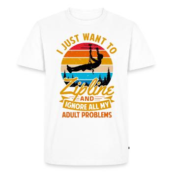 Tyrolienne, Sports extrêmes, À thème, Unique - T-shirt Premium bio Homme - blanc - Devant - Nico (187cm)