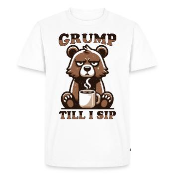 Grumpy bear with coffee - Men's Premium Organic T-Shirt - white - Front - Nico (187cm)