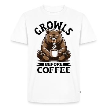 Grumpy bear with coffee - Men's Premium Organic T-Shirt - white - Front - Nico (187cm)