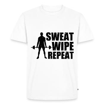 Guide d’étiquette et d’hygiène au gymnase - T-shirt Premium bio Homme - blanc - Devant - Nico (187cm)