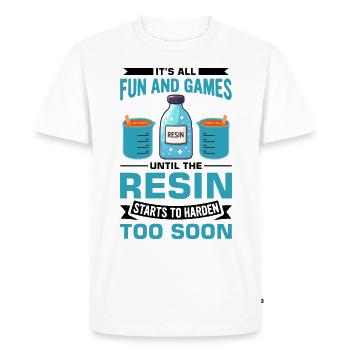 Drôle de dicton en résine époxy - T-shirt Premium bio Homme - blanc - Devant - Nico (187cm)