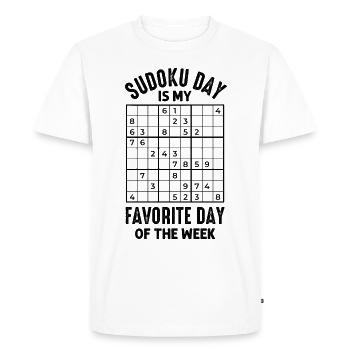 Funny Sudoku Saying - Men's Premium Organic T-Shirt - white - Front - Nico (187cm)