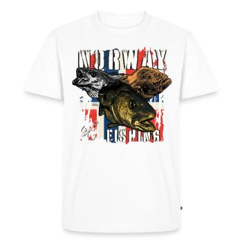 NORVÈGE Pêche - T-shirt Premium bio Homme - blanc - Devant - Nico (187cm)