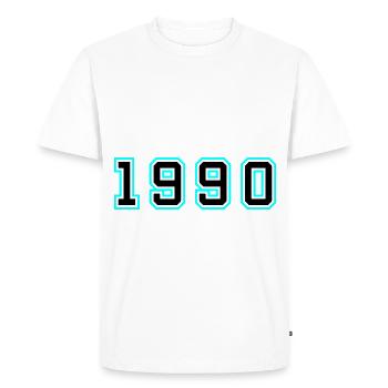 1990 Année Anniversaire - T-shirt Premium bio Homme - blanc - Devant - Nico (187cm)