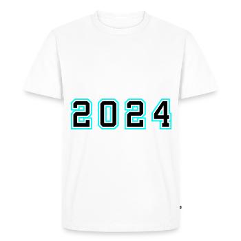 Année 2024 Anniversaire - T-shirt Premium bio Homme - blanc - Devant - Nico (187cm)