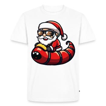 Worm Santa Claus Cartoon - Men's Premium Organic T-Shirt - white - Front - Nico (187cm)