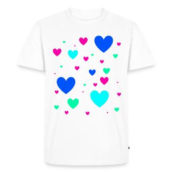 Hearts, Colorful, Blue, Pink, Pink, Heart - Men's Premium Organic T-Shirt - white - Front - Nico (187cm)