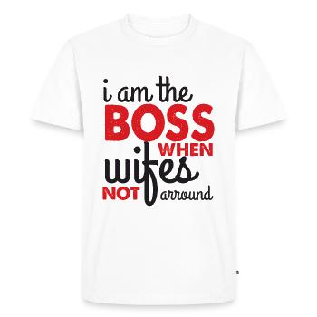 Je suis le patron, s’il n’y a pas de femme - T-shirt Premium bio Homme - blanc - Devant - Nico (187cm)