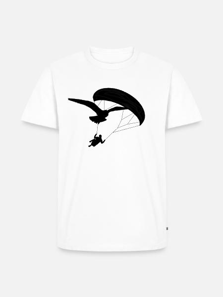 Gleitschirm mit Vogel - Männer Premium Bio T-Shirt - Weiß