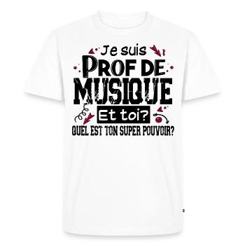 Prof Professeur Musique Métier Collège Lycée - T-shirt Premium bio Homme - blanc - Devant - Nico (187cm)