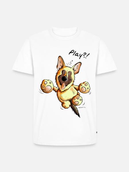 German Shepherd Play - Dog - Dogs - Gift - Men's Premium Organic T-Shirt - white
