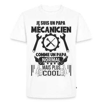 Papa mécanicien - T-shirt Premium bio Homme - blanc - Devant - Nico (187cm)