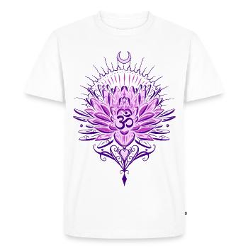 Fleur de lotus avec symbole Om et lune - T-shirt Premium bio Homme - blanc - Devant - Nico (187cm)