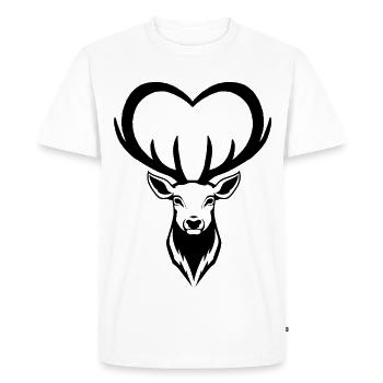 Black Deer Heart - Men's Premium Organic T-Shirt - white - Front - Nico (187cm)