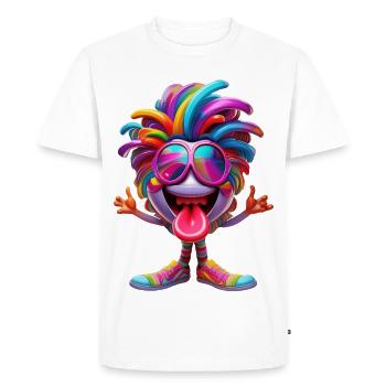 Personnage Cartoon Sympa, Positif et Délirant - T-shirt Premium bio Homme - blanc - Devant - Nico (187cm)