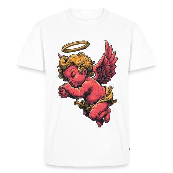 Crimson Cherub Halo Wings - Men's Premium Organic T-Shirt - white - Front - Nico (187cm)