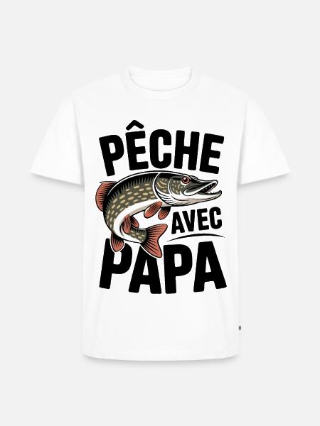 Stilisierter Hecht Pfirsich mit Papa - Männer Premium Bio T-Shirt - Weiß