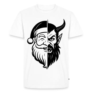 Père Noël et Père Fouettard - T-shirt Premium bio Homme - blanc - Devant - Nico (187cm)