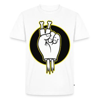 Bone Fingers Victory Sign - Men's Premium Organic T-Shirt - white - Front - Nico (187cm)