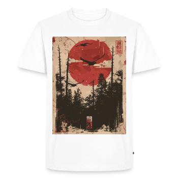Red Sun Forest Ukiyo-e Forest Landscape - Men's Premium Organic T-Shirt - white - Front - Nico (187cm)