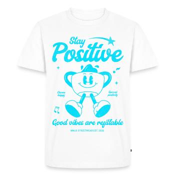 Bonne humeur positive Mug - T-shirt Premium bio Homme - blanc - Devant - Nico (187cm)