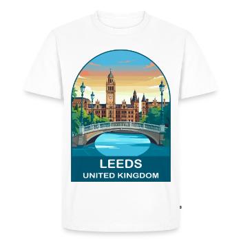 Leeds Skyline, Royaume-Uni, illustration de voyage du Yorkshire - T-shirt Premium bio Homme - blanc - Devant - Nico (187cm)