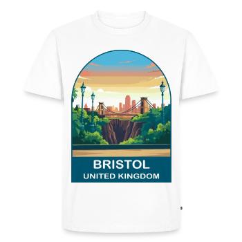 Illustration de l’affiche de voyage de Bristol Skyline au Royaume-Uni - T-shirt Premium bio Homme - blanc - Devant - Nico (187cm)