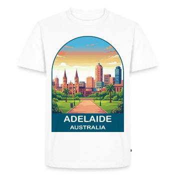Poster de voyage sur la Skyline de la ville d’Adélaïde, Australie - T-shirt Premium bio Homme - blanc - Devant - Nico (187cm)