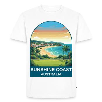 Sunshine Coast Australia Beach Travel Poster - Men's Premium Organic T-Shirt - white - Front - Nico (187cm)