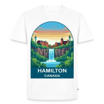 Hamilton Canada Waterfall City Travel Poster - Men's Premium Organic T-Shirt - white - Front - Nico (187cm)