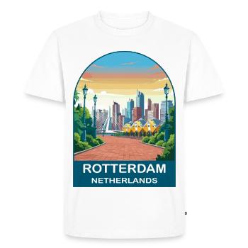 Rotterdam Netherlands Skyline Vintage Travel Art - Men's Premium Organic T-Shirt - white - Front - Nico (187cm)