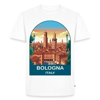 Bologna Italy Vintage Travel Poster Art - Men's Premium Organic T-Shirt - white - Front - Nico (187cm)