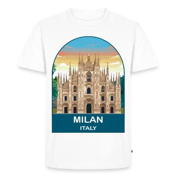 Milan, Italie, affiches de voyage vintage - T-shirt Premium bio Homme - blanc - Devant - Nico (187cm)