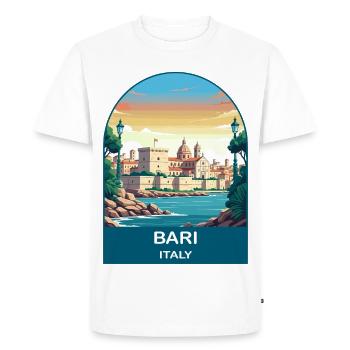 Bari Italy Vintage Travel Poster Art - Men's Premium Organic T-Shirt - white - Front - Nico (187cm)