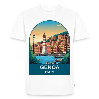 Art d’affiches de voyage vintage à Gênes, Italie - T-shirt Premium bio Homme - blanc - Devant - Nico (187cm)